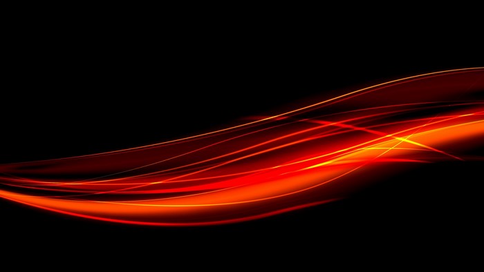 Flowing Red and Orange Light Lines on Black