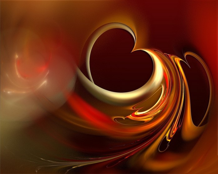 Abstract Heart Shape in Warm Brown and Orange Tones