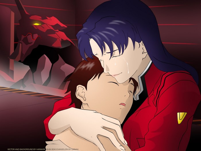 Misato Katsuragi and Shinji Ikari from Neon Genesis Evangelion
