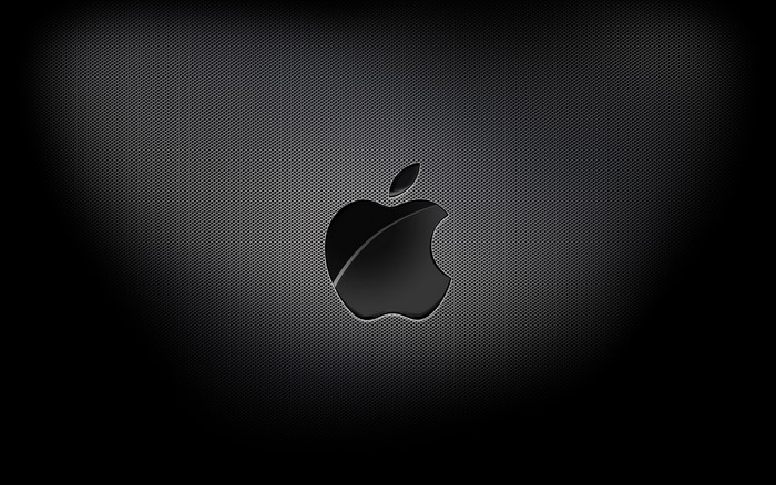 Apple logo on a dark textured background