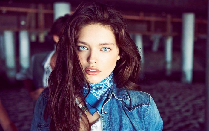 Emily DiDonato wearing denim jacket and blue bandana