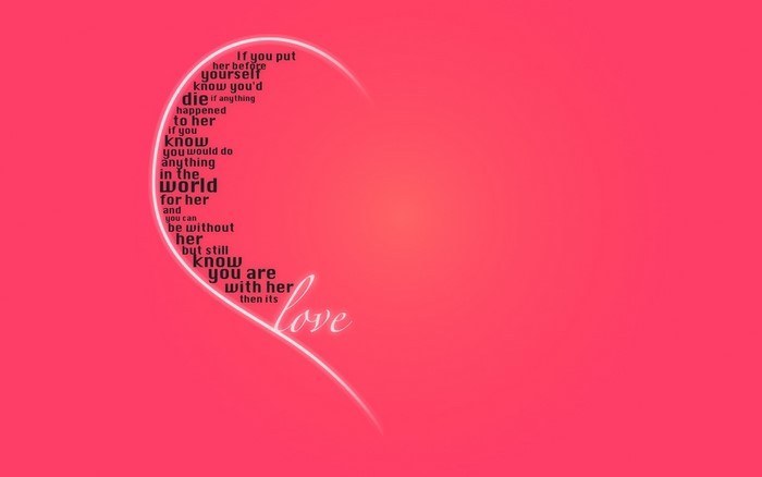 Heart shape with love quote on pink background