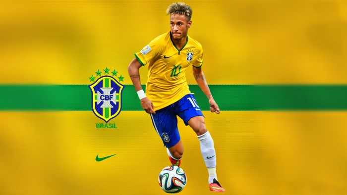 Neymar in Brazil National Football Kit