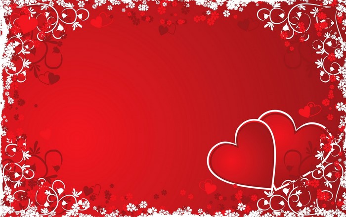 Red background with floral heart border