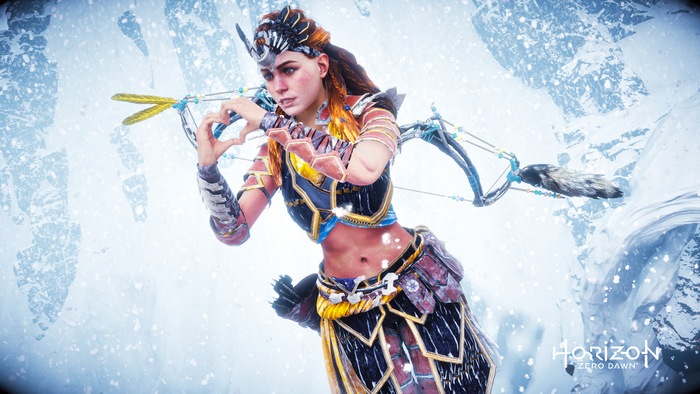 Aloy from Horizon Zero Dawn in snow
