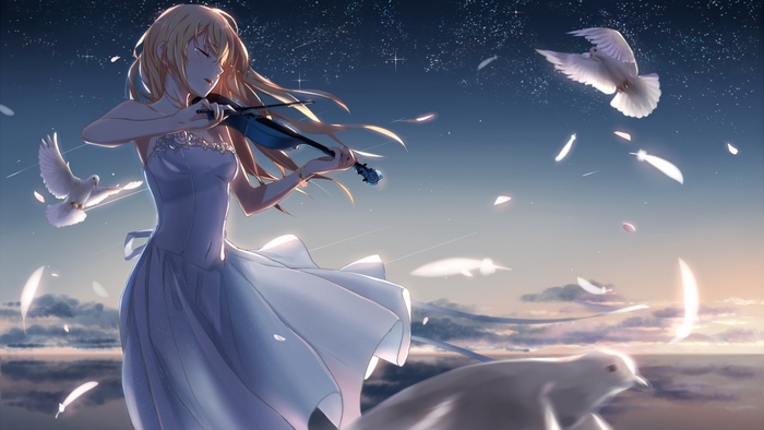 Your Lie in April Anime Girl Playing Violin