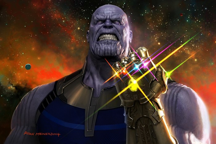 Thanos with the Infinity Gauntlet in Space