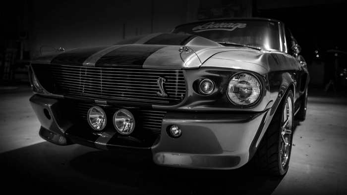 Black and white Shelby GT500 Mustang