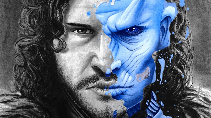 Jon Snow and a White Walker from Game of Thrones