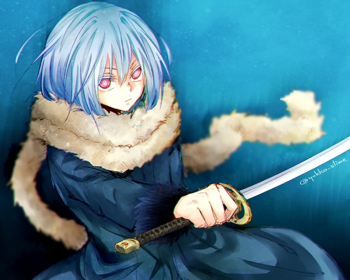 Rimuru Tempest with Sword and Blue Hair