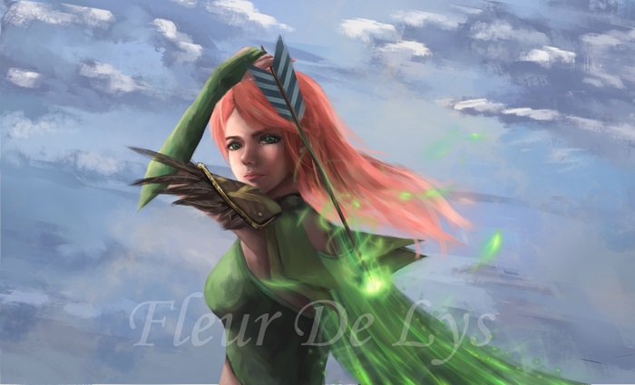 Windranger from DotA 2 aiming an arrow