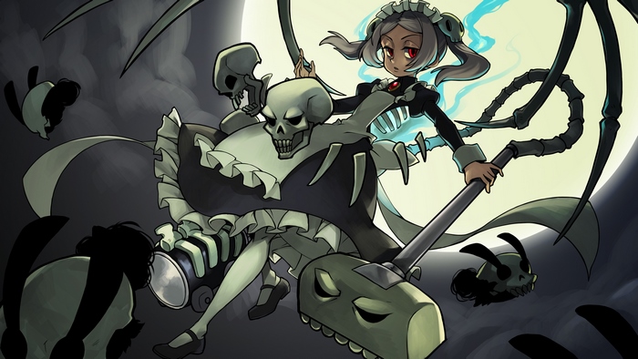 Marie from Skullgirls with skeletal companions