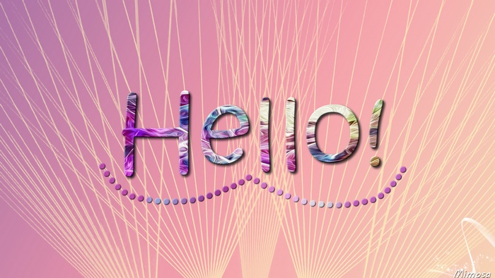 Hello text with abstract background