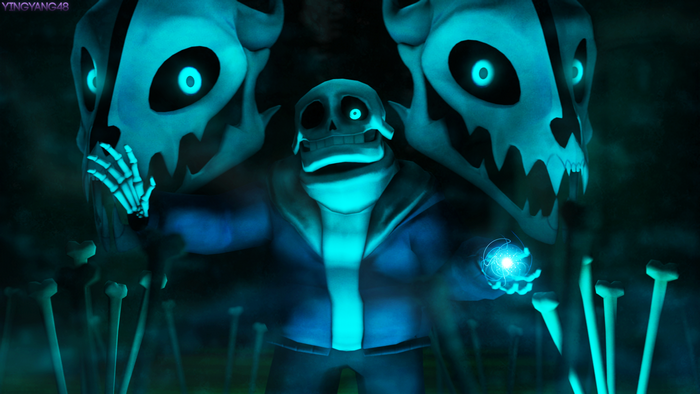 Sans from Undertale with Gaster Blasters