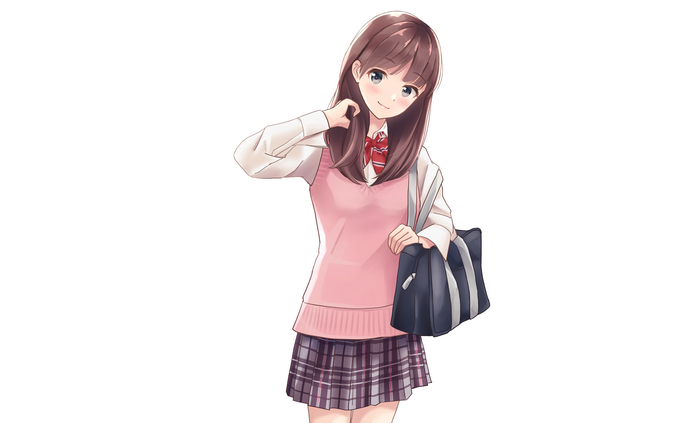 Anime girl in school uniform with bag