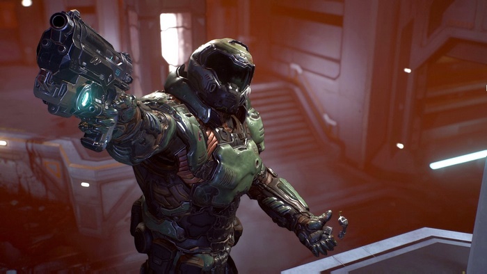 Doom Slayer with shotgun in Doom (2016)