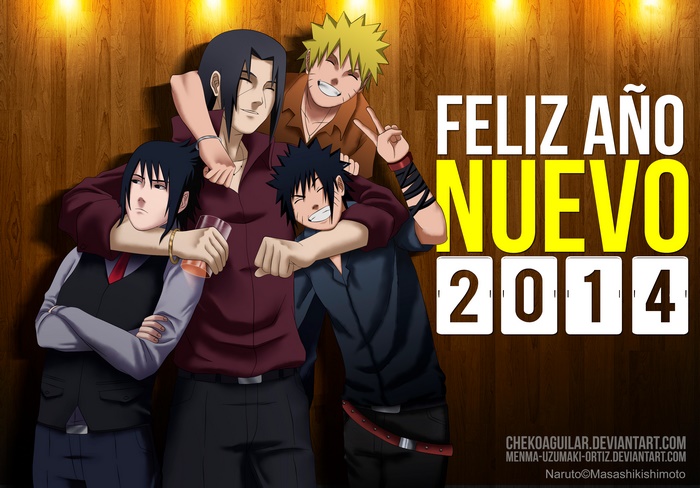 Naruto characters celebrating New Year 2014