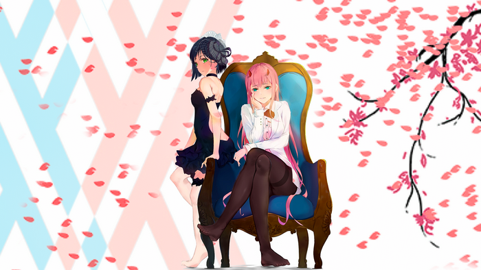 Zero Two and Ichigo Cherry Blossom Scene