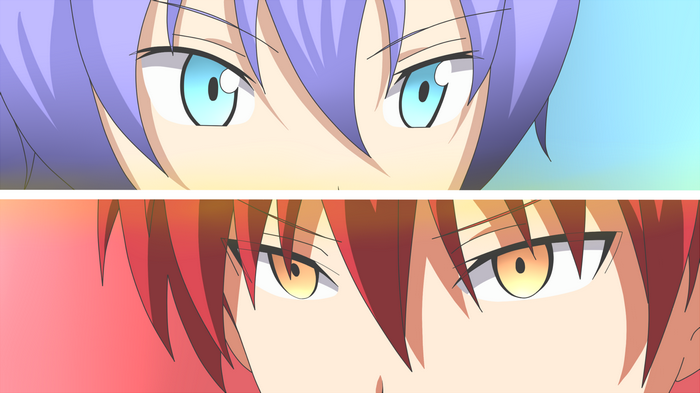 Karma Akabane and Ritsu Intense Eye Stare from Ansatsu Kyoushitsu