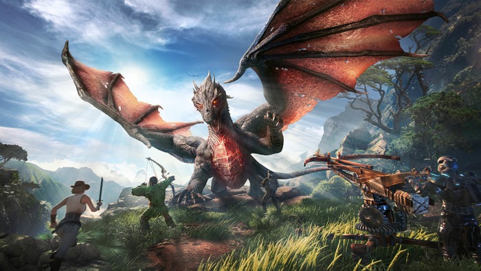 Dragon and adventurers in ARK Park