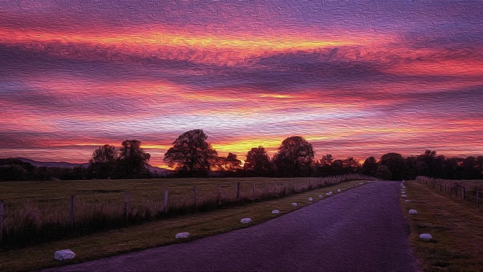 Artistic road at sunset