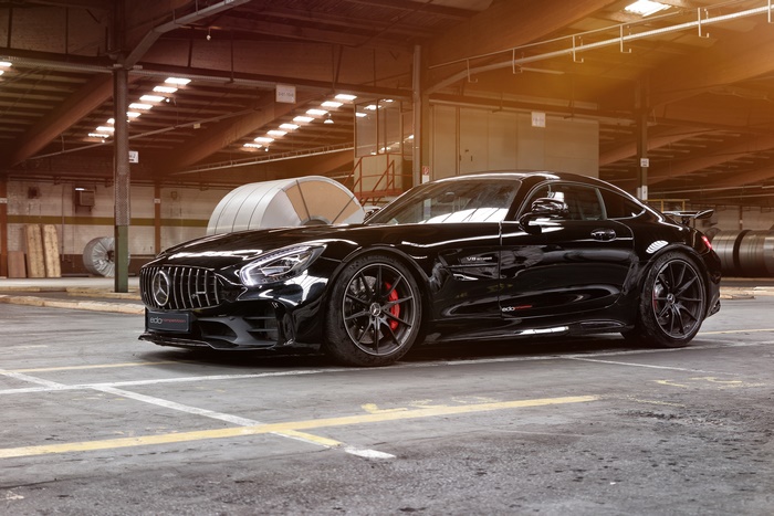 Black Mercedes-AMG GT R in warehouse