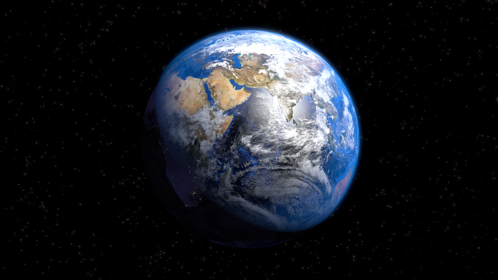 Earth from space with stars