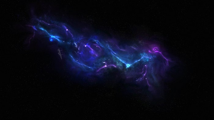 Space nebula with stars and a spaceship