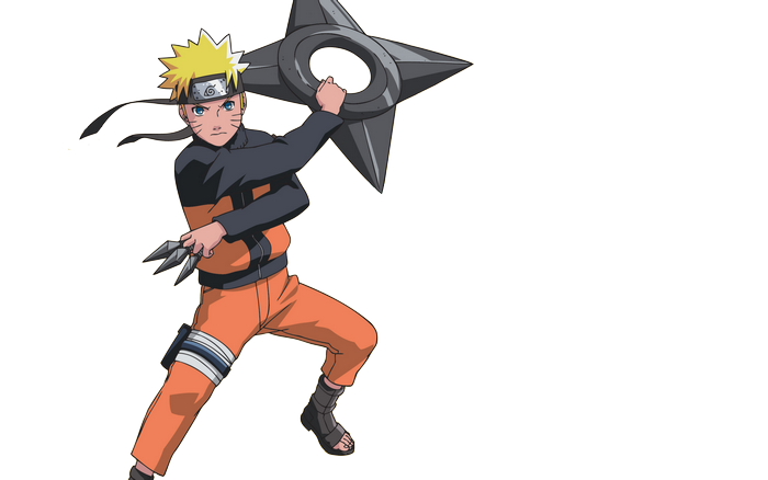 Naruto Uzumaki holding shuriken and kunai