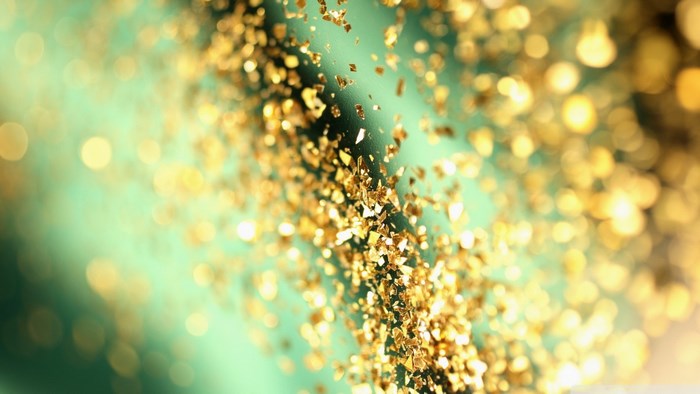 Gold Glitter on Teal Background