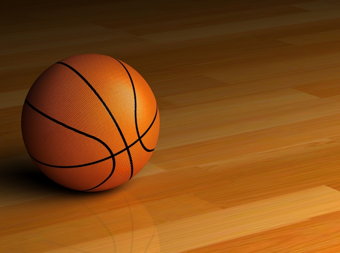 Basketball on a wooden court