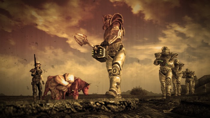 Fallout Power Armor Soldiers in Wasteland