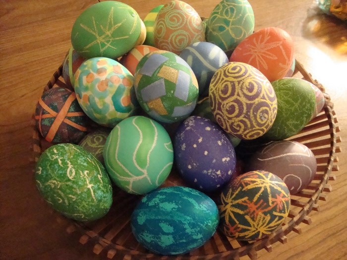 Easter eggs in a basket