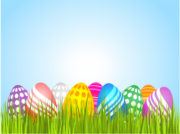 Easter Eggs in Green Grass