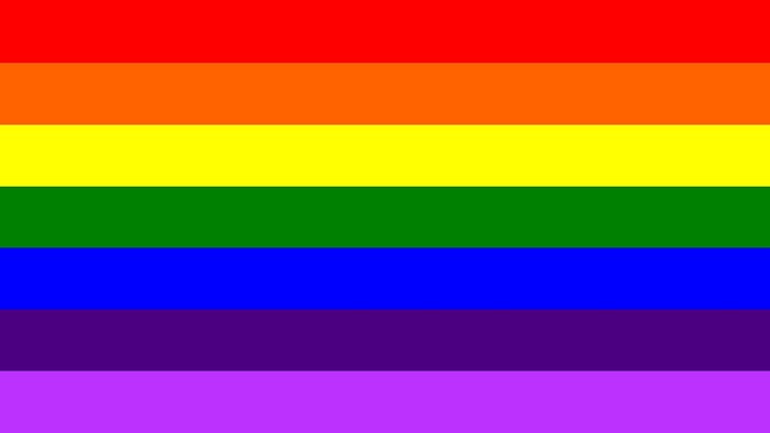 Rainbow flag with seven stripes
