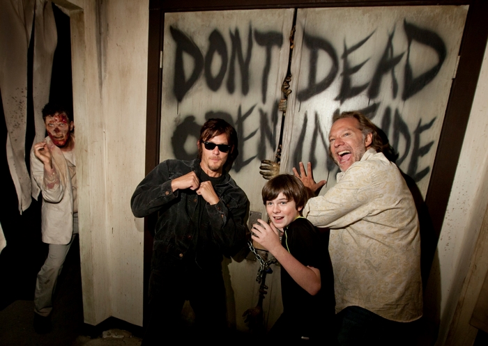 The Walking Dead characters with a zombie