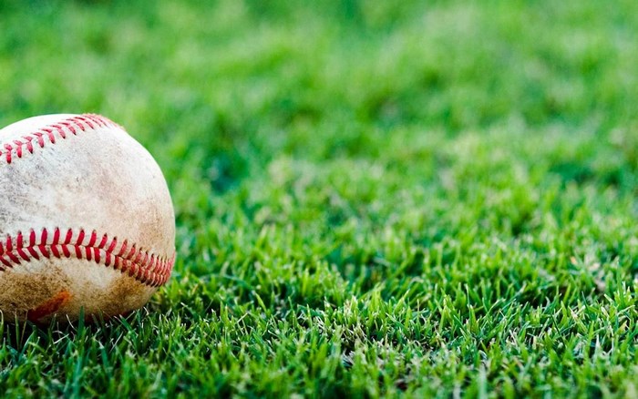 Baseball on green grass