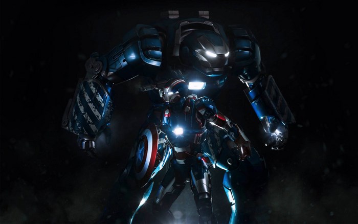 Iron Man suits with Captain America theme