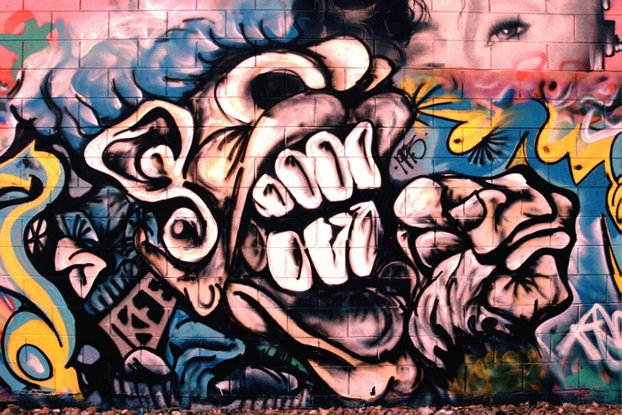 Graffiti art on a brick wall