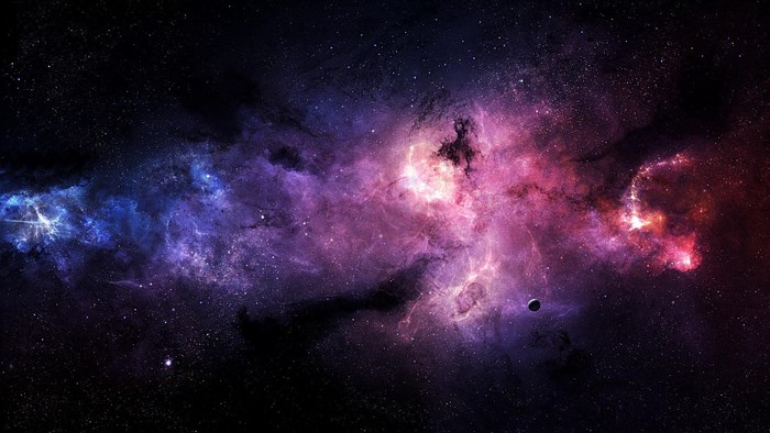 Galaxy Nebula with Stars and Planet