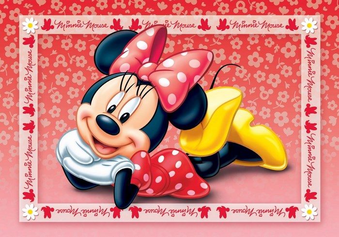 Smiling Minnie Mouse in Red Polka Dots Outfit