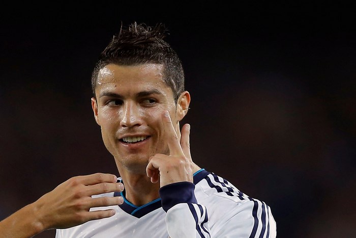 Cristiano Ronaldo in white Real Madrid jersey