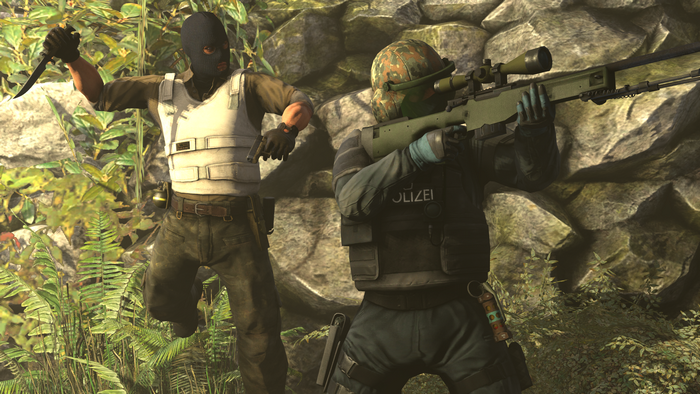 Counter-Terrorist with sniper rifle and Terrorist with knife