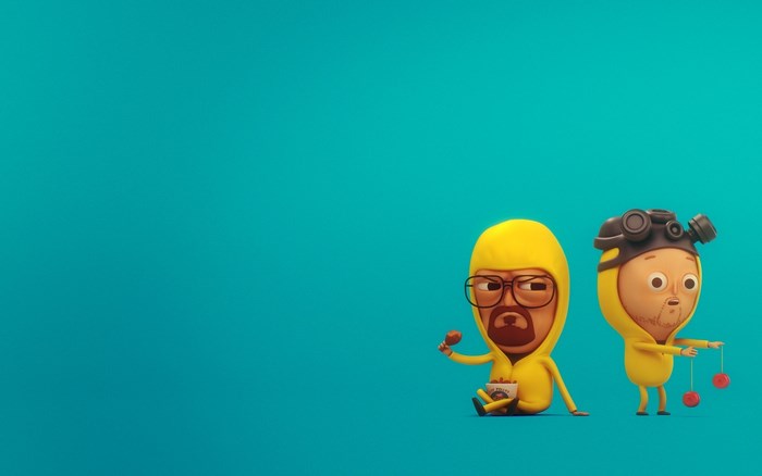 Breaking Bad characters in yellow hazmat suits