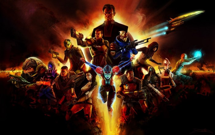 Mass Effect characters and spaceship