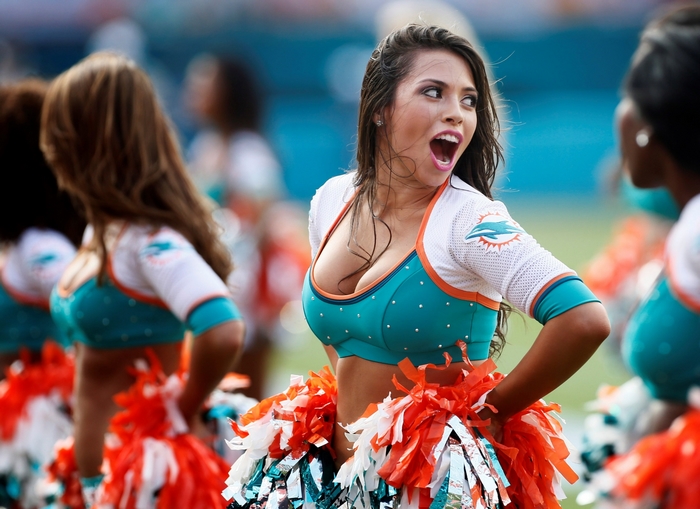 Miami Dolphins cheerleaders on the field