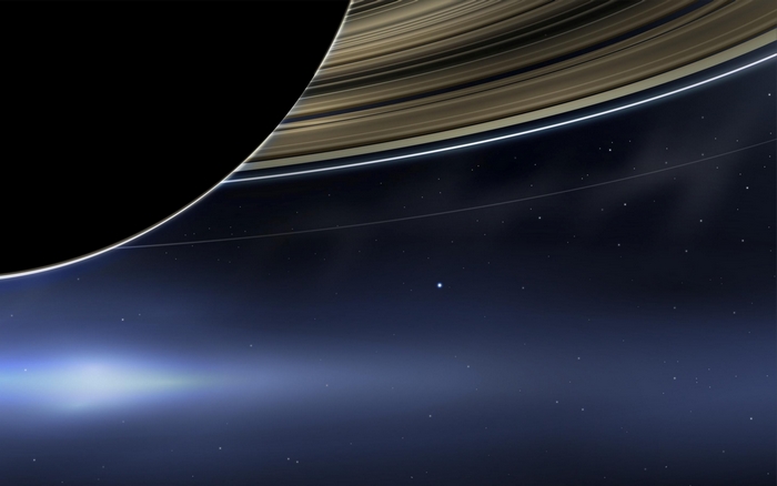Saturn's rings and a distant star