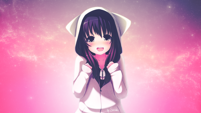 Anime girl with cat ears hoodie