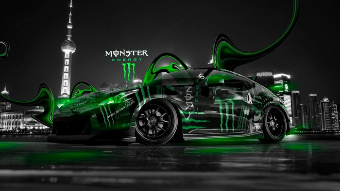 Monster Energy Sports Car Night Cityscape