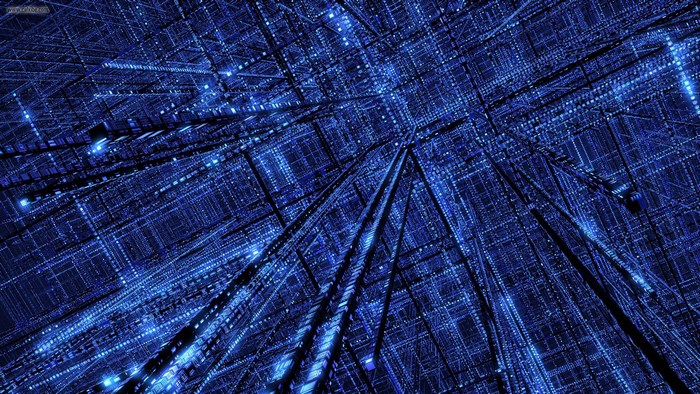 Abstract blue digital matrix grid